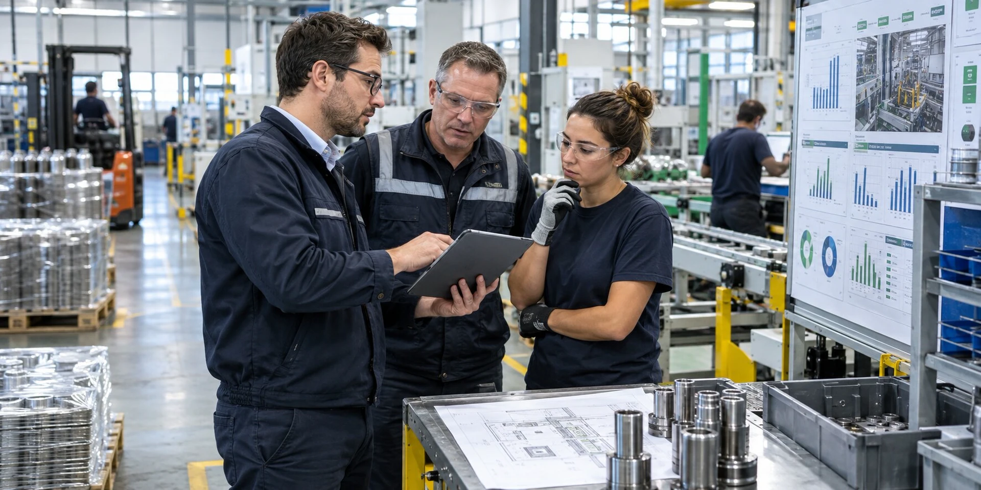 Equipo revisando oportunidades de mejora en una planta